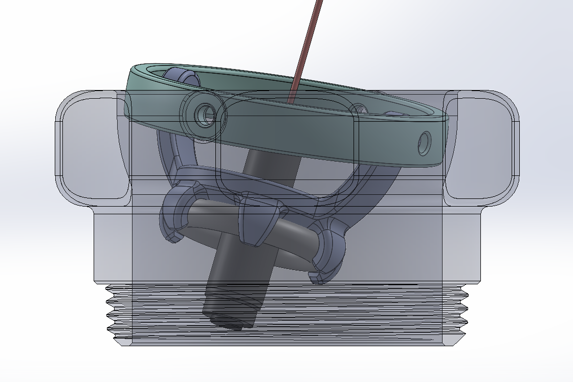 The Wizer Rizer self-leveling laser tool, CAD render showing the full assembled housing